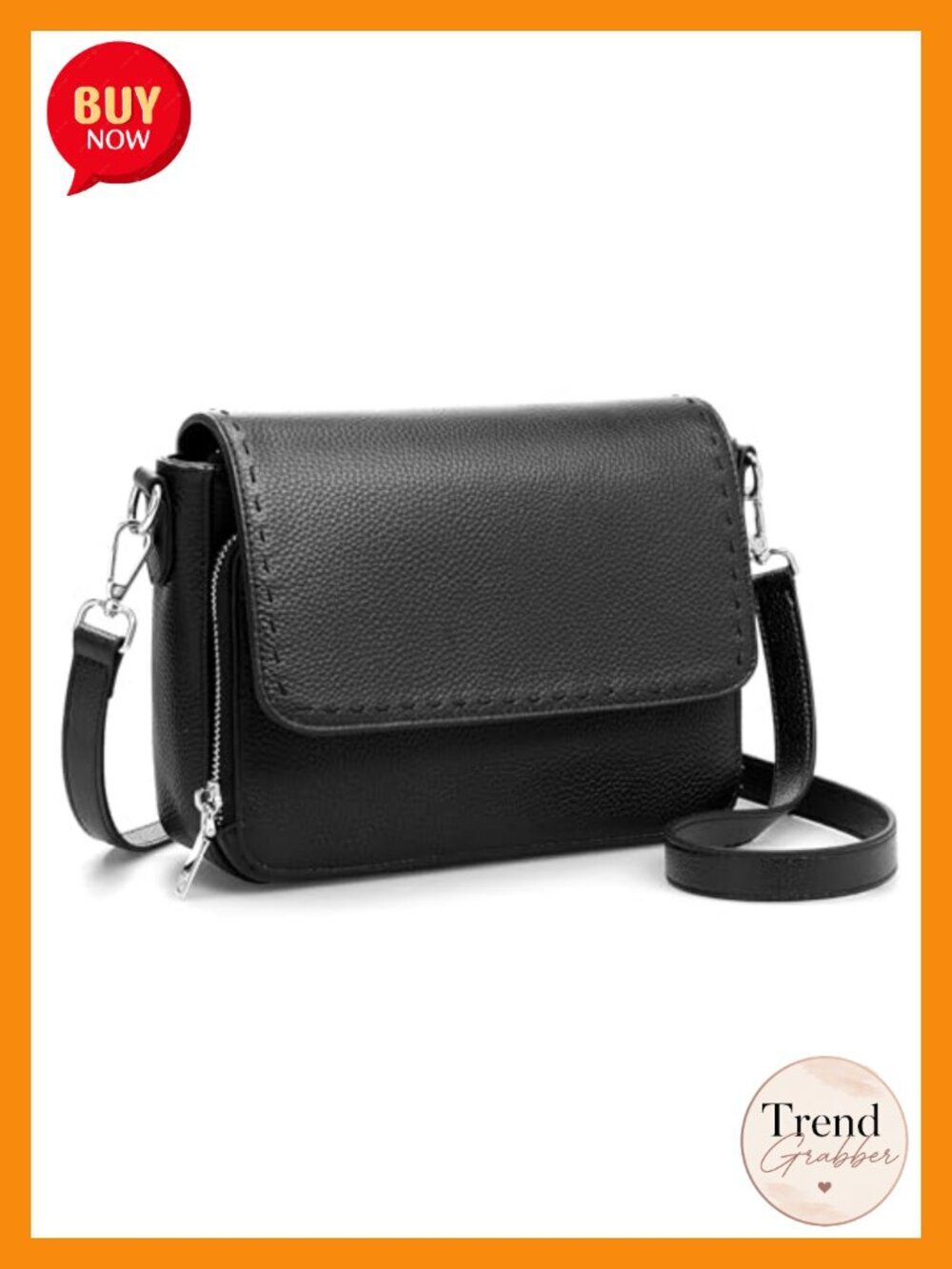 Genuine Leather Crossbody Bag with Built-in RFID Wallet